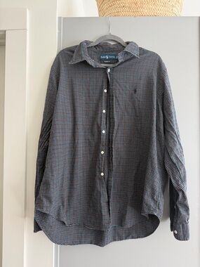 Ralph Lauren Men’s Plaid Button-Down Shirt in Navy and Red